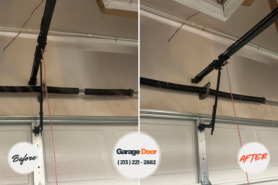Before and after: garage door repair Mustang, OK